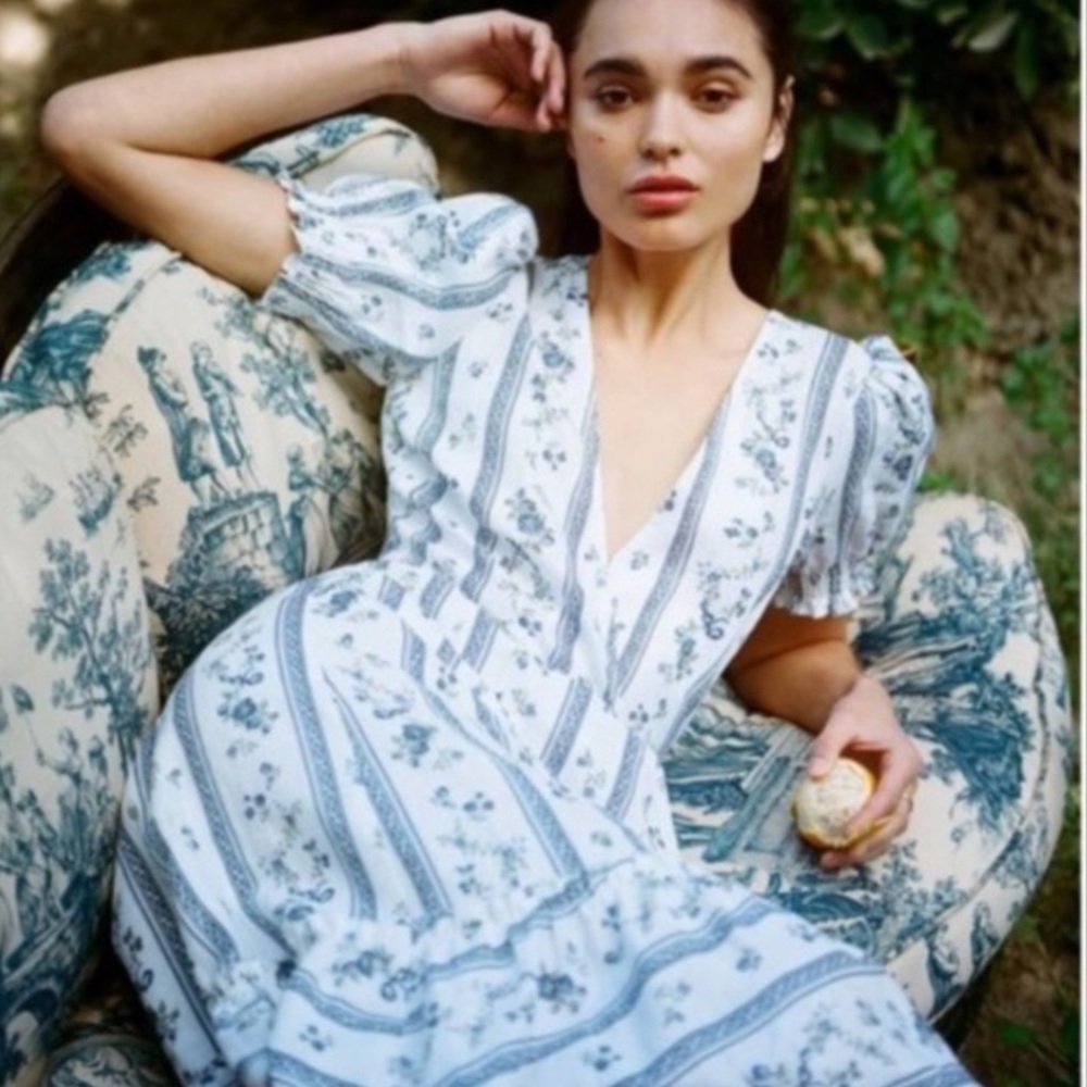 Reformation Veronika Linen Wrap Dress